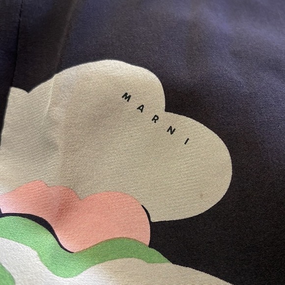 Marni Silk Black Floral Print Long Sleeve Midi Dress Size 40 - Picture 4 of 7